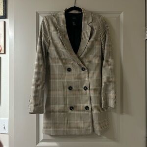 Plaid pattern suit jacket blazer